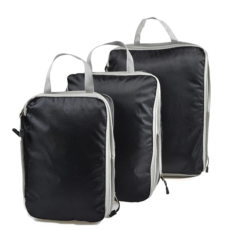 Luggage Cubes Organizer Portable Travel Storage Bag Compressible Packing Cubes Foldable Waterproof Travel Suitcase Nylon Handbag