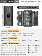 83-in-1 Precision Electric Screwdriver Set USB Rechargeable 4-Level Torque LED Display Light
