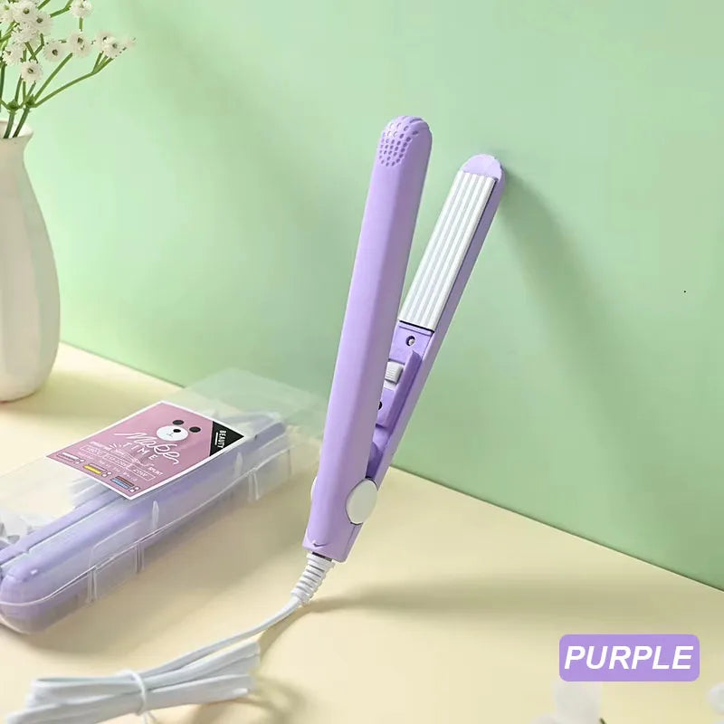 Mini Hair Crimper Ceramic Hair Waver for Short Hair & Bangs, Blue/Purple/Pink