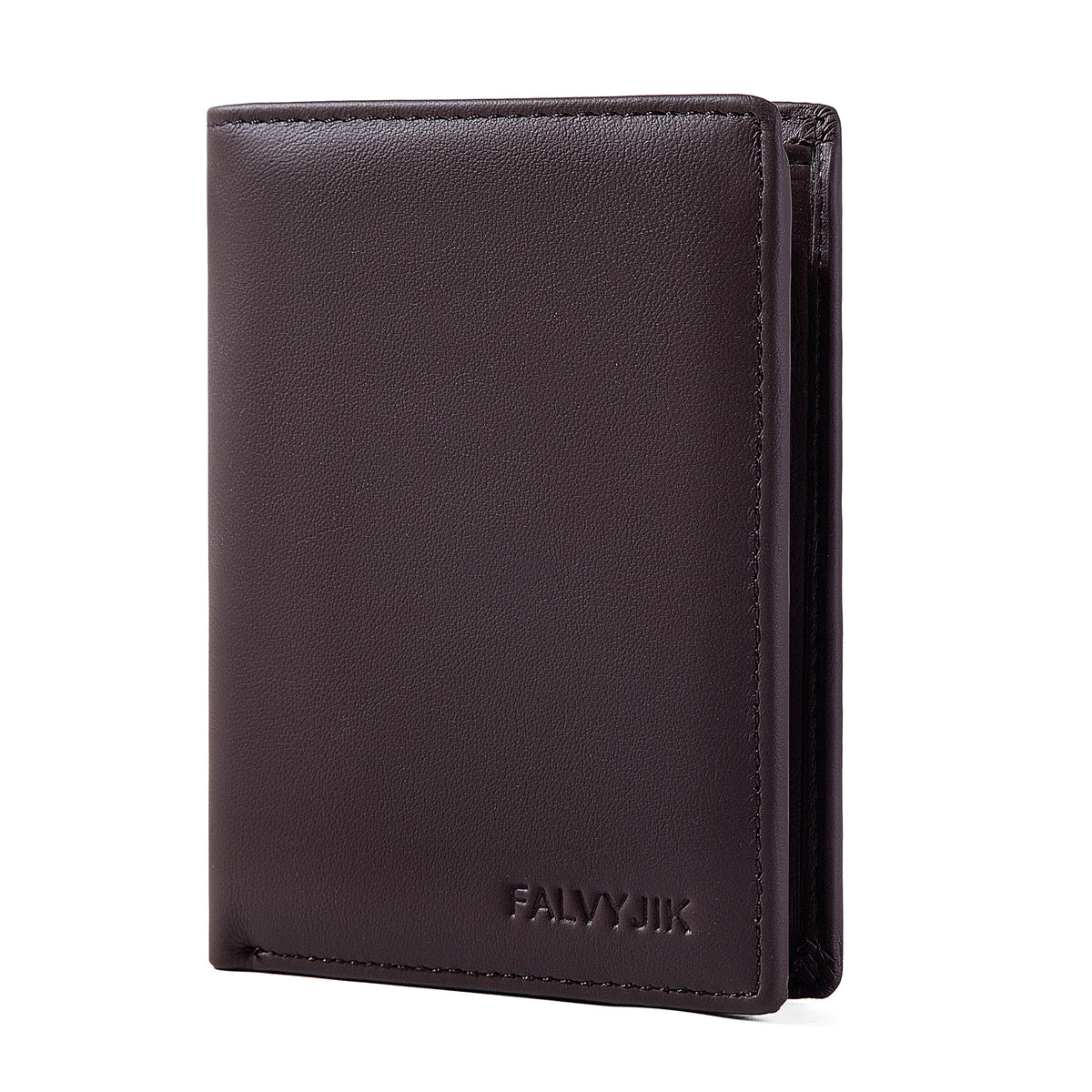 Men's Genuine Leather RFID Blocking Zip Wallet Vertical Credit Card Holder, Black/Coffee
