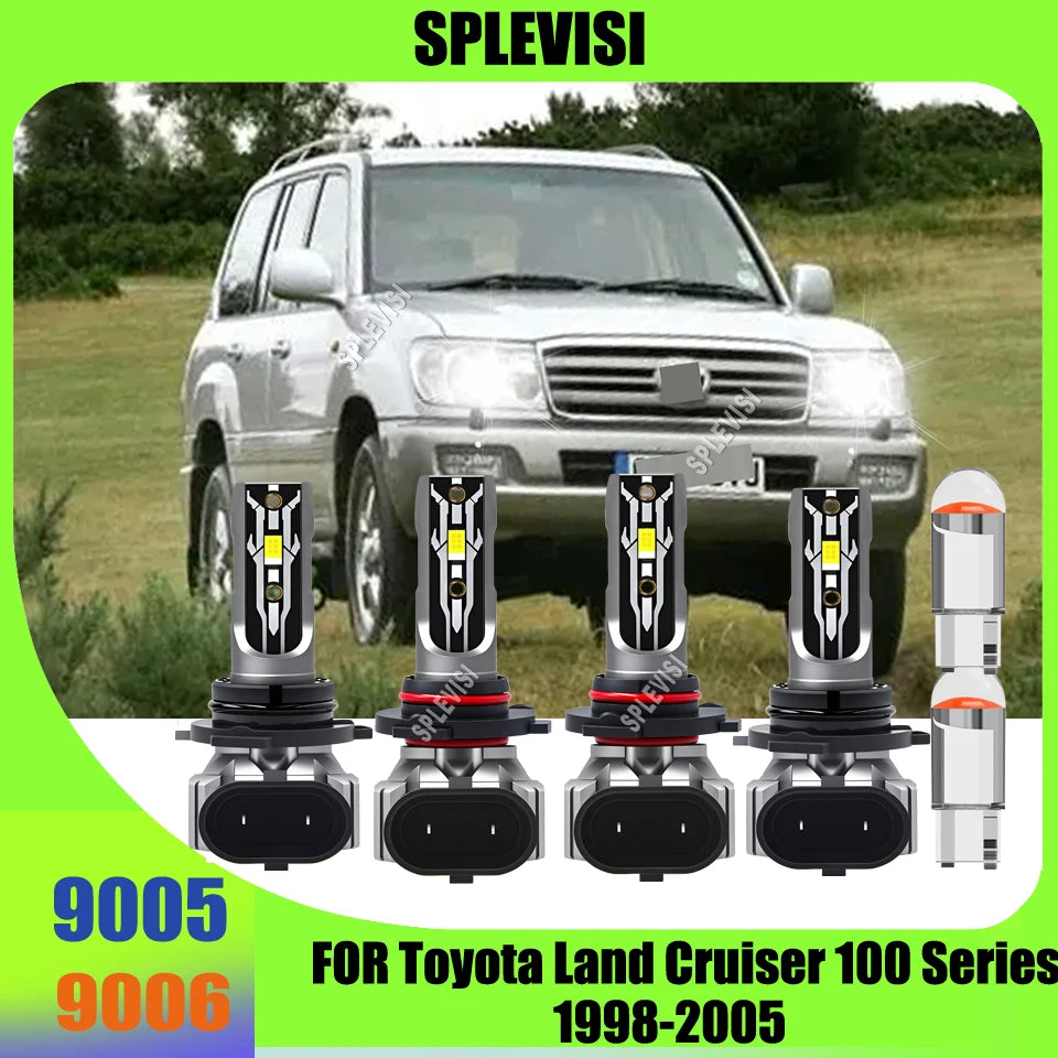 LED High Low Headlight Bulbs - 75W High Performance For Toyota Land Cruiser 100 Series 1998 1999 2000 2001 2002 2003 2004 2005