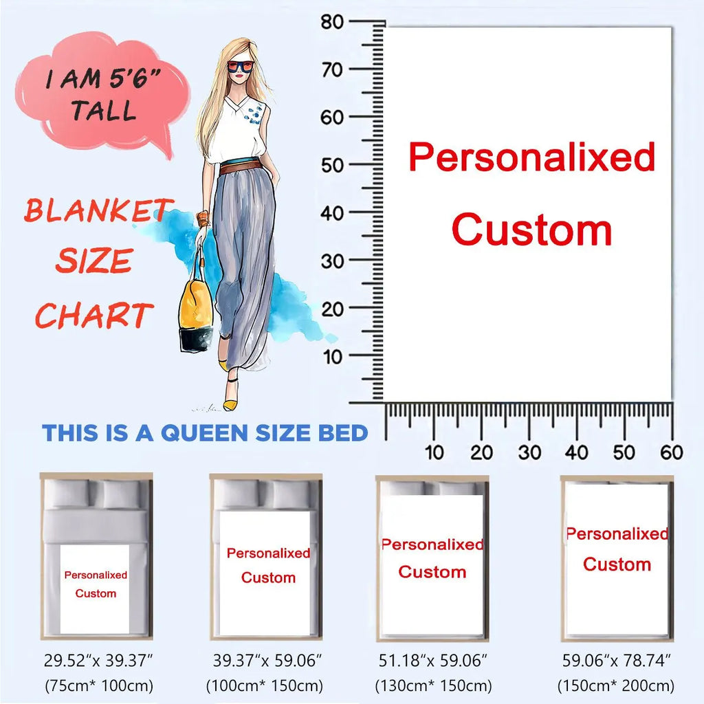 1 Piece of Custom Personalized Blanket with Image Upload DIY Flannel Blanket - Customize with Warm Photos, Soft and Warm, Suitable for Sofa, Bed, Office, Car, and Outdoor Travel - Perfect for All Seasons, Halloween, Thanksgiving, Birthdays, Weddings, Coup