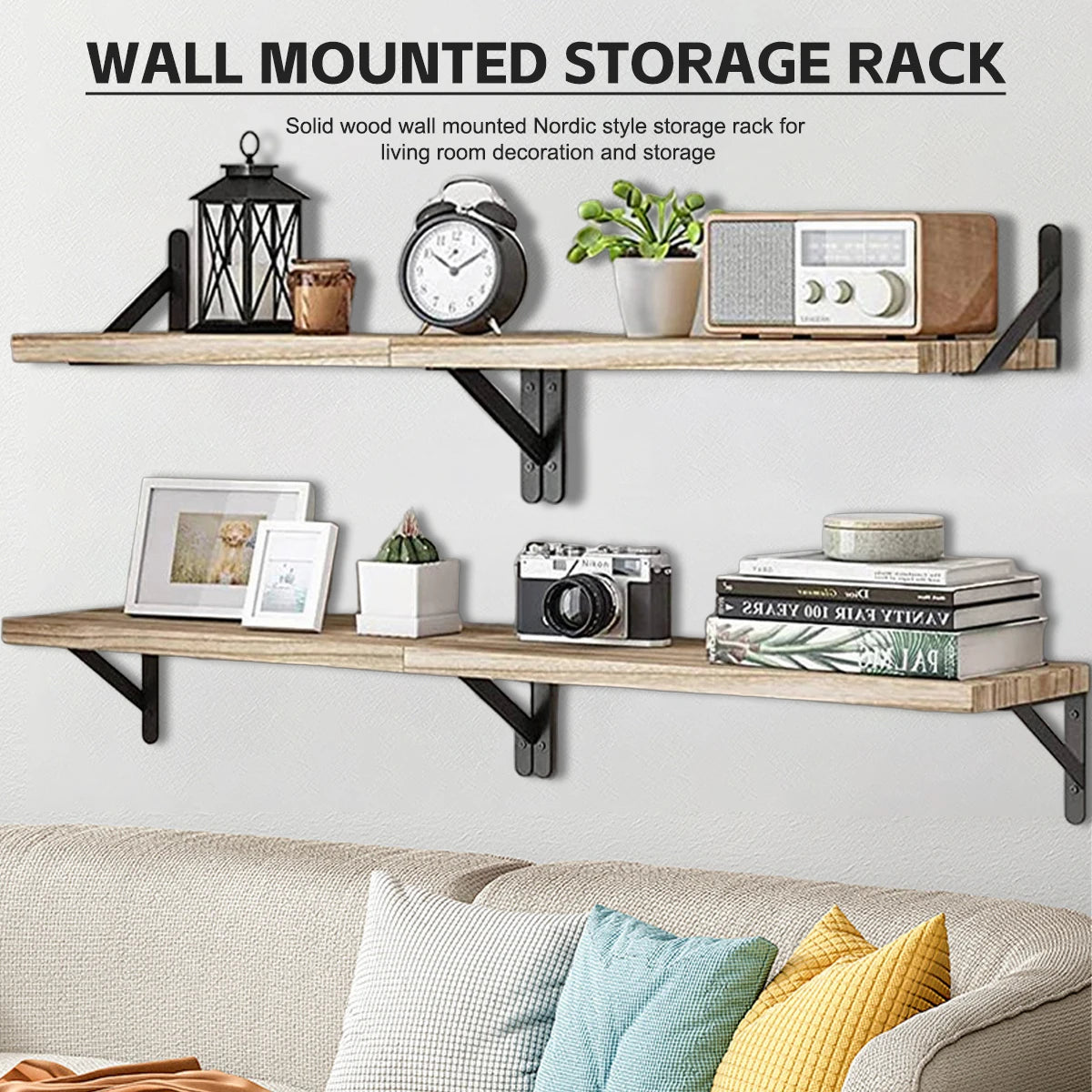 Floating Shelves for Wall,Bookshelves，Wall Mounted Wood Shelf for Living Room, Bathroom, Bedroom, Kitchen, Home Decor