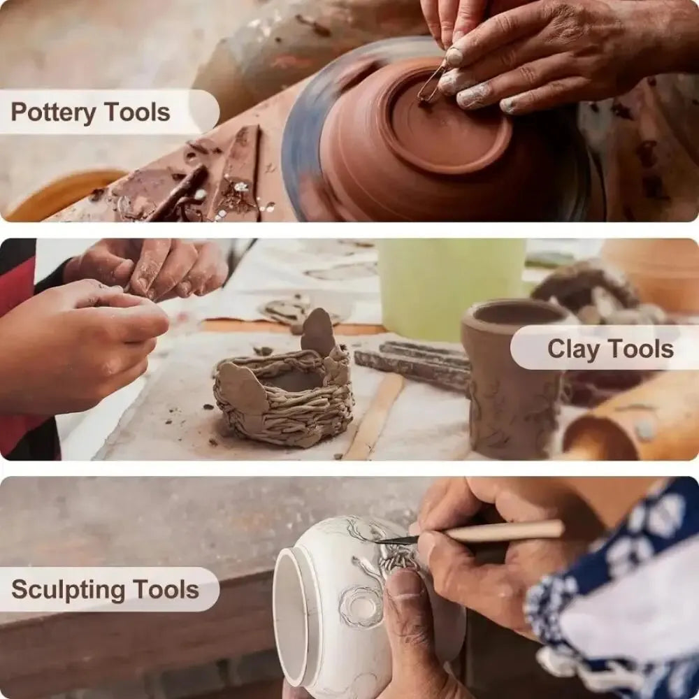 61Pcs Pottery Clay Sculpting Tools Carving Tool Kit With Carrying Case Bag For Beginners Professionals Pottery Modeling DIY Tool