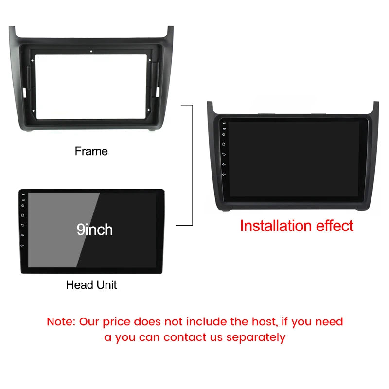 9 inch Car Radio Frame For VW Volkswagen Polo 5 Golf Passat GPS Dash Mount Kit Install Panel Adapter Cover Fascia Cable Canbus