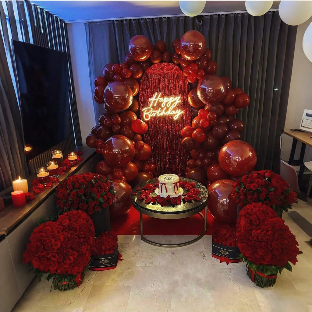 104pcs Balloon Garland Arch Kit, Red Mixed Sizes Latex Balloons for Birthday Wedding Decor
