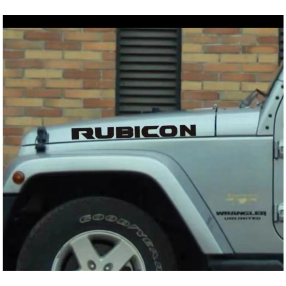 2PCS Rubicon Hood Decal Sticker Letters Graphic Badge Emblem For Jeep Wrangler JK JL JT 2007+