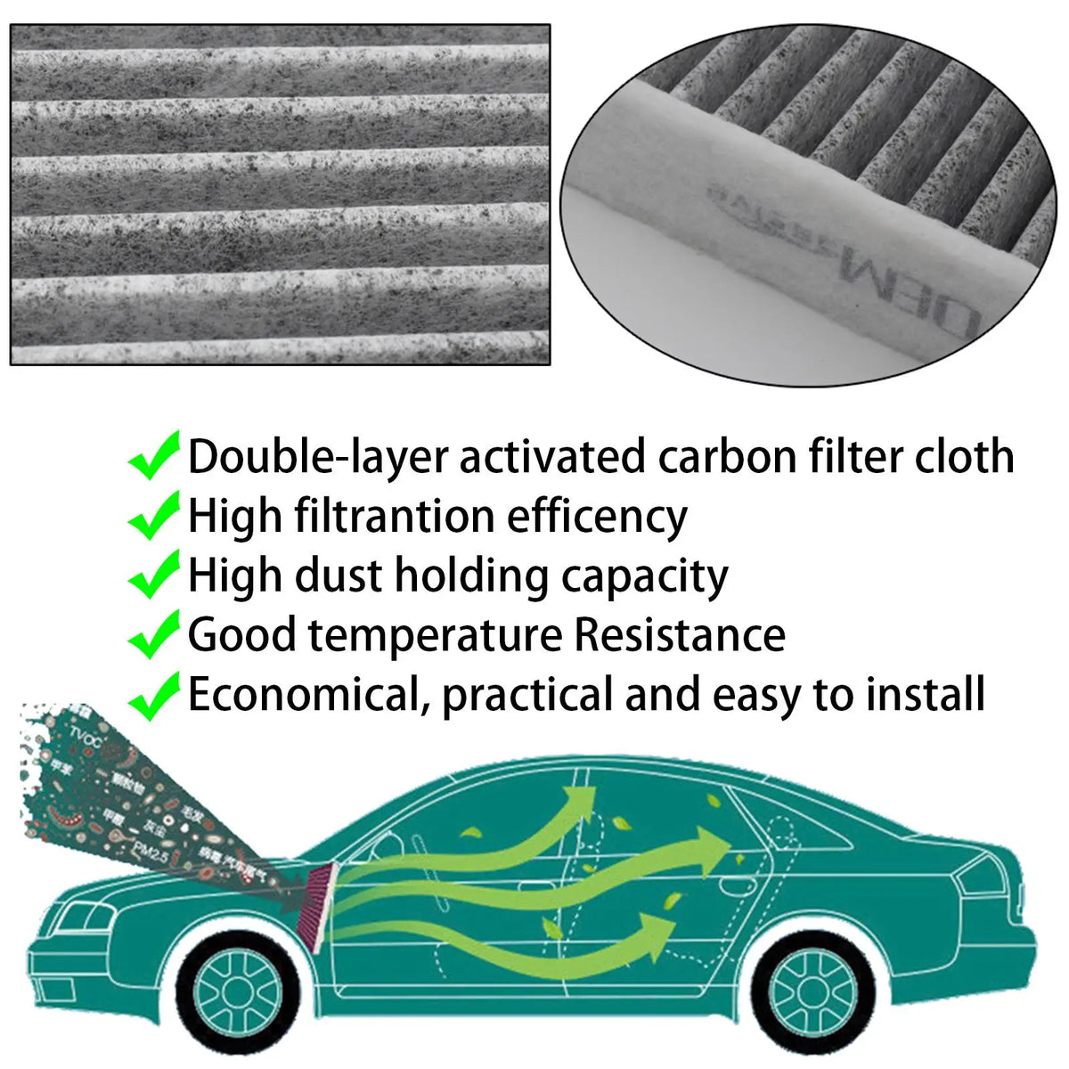 2x Car Pollen Cabin Filter Activated Carbon For BMW 5 6 Series Alpina B5 B6 E60 E61 E63 E64 2004 2005 2006 2007 2008 2009 2010