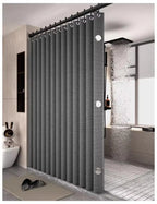 Magnetic Foldable Linen Bath Curtain Waterproof for Walk-In Shower - No Included Adjustable Rod