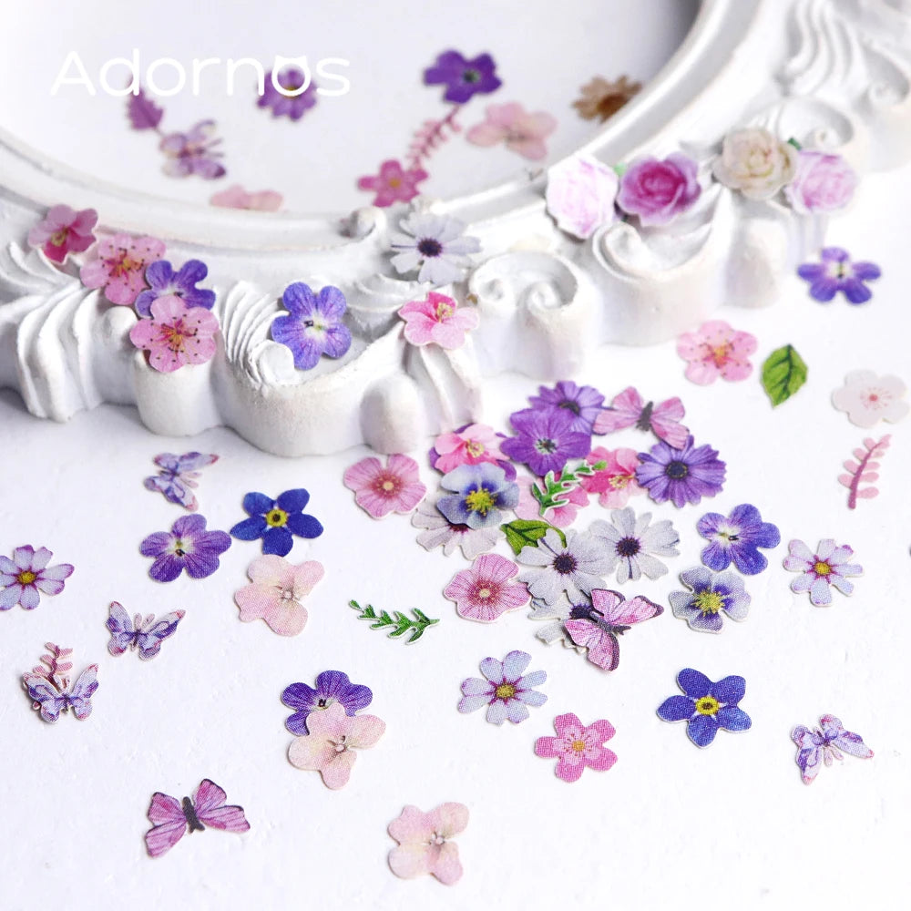 12 Grids Flower Wood Pulp Chips Epoxy Resin Filling Rose Iris Vetiver Flower Butterfly Shape Decorative Paper Flower DIY Crafts