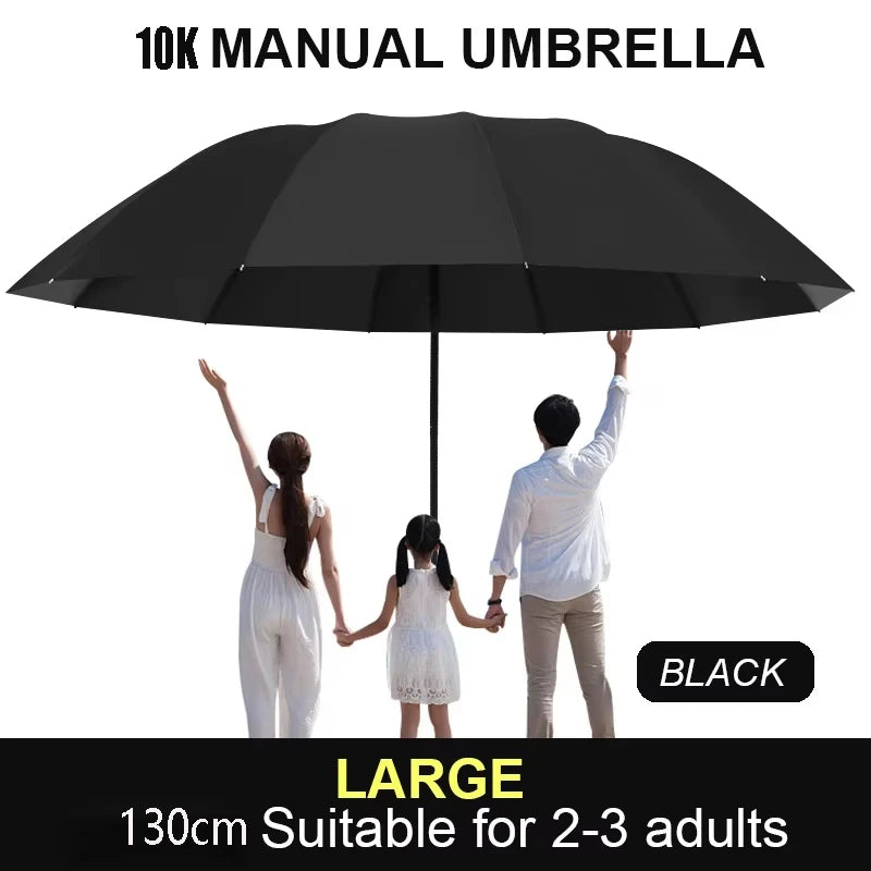 130cm Extra large triple fold rain and rain umbrella Effective rain protection Effective wind resistance UV resistance