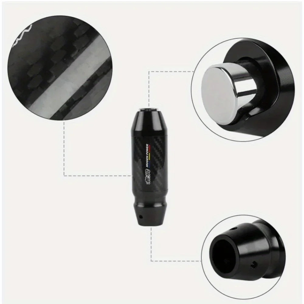 JDM Universal MUGEN Carbon Fiber Aluminum Black Automatic Stick Gear Shift Knob