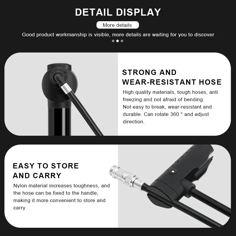 RIDERACE Bicycle Pump With Gauge High-pressure Portable Hand Tire Air Inflator Bike Air Shock Pump Schrader Presta Valve AV FV