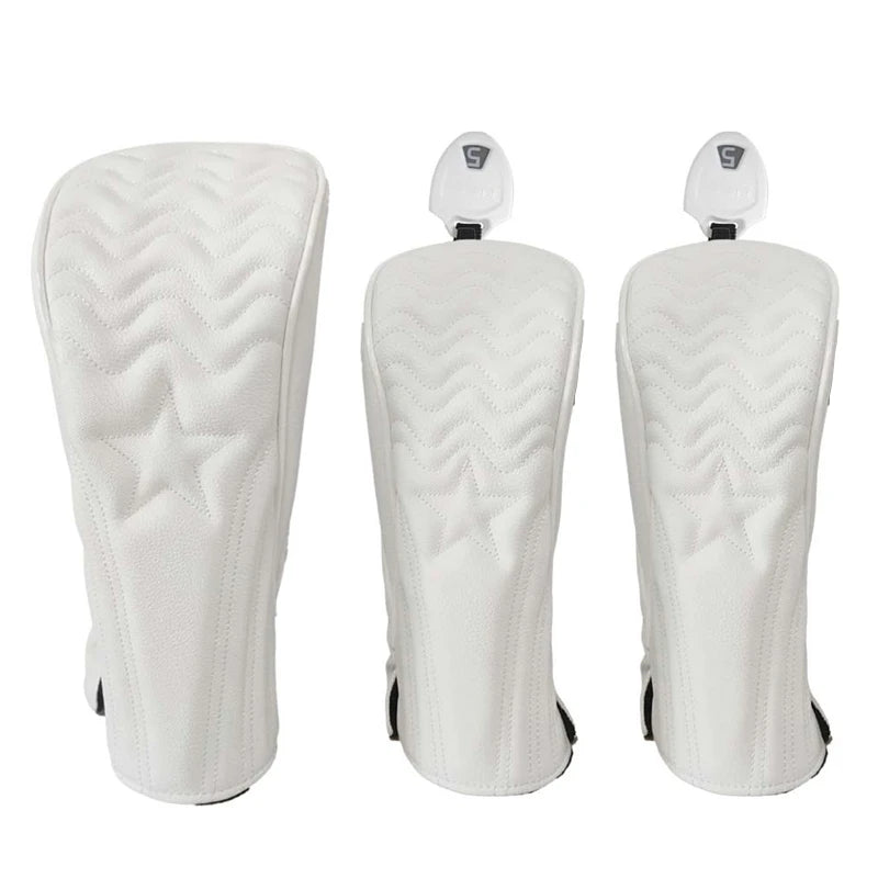 Golf Headcover Golf Wood Cover PU Leather Golf Club Covers For Driver Fairway Hybrid Waterproof Protector Set Golf Accessories