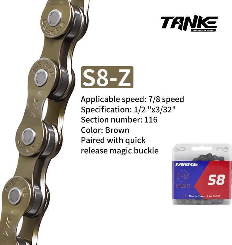 TANKE Bike Chain 8/9/10/11/12 Speed 116/126 Links MTB Road Bicycle Chain