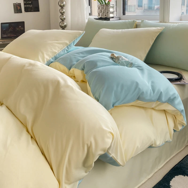 Luxurious Washed Cotton Duvet Set - Soft Comforter & Pillowcase 220x240
