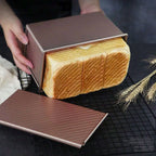 1pc Golden  Loaf Pan with Lid -  Non-Stick, Rust. Perfectly Toasted Bread - Durable.Easy-Clean  Design  Baking Mold for Oven Use
