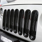 Car Front Grille Mesh Inserts 7pcs, Black Clip-in Grille Guard for Jeep Wrangler JK JKU 2007-2015