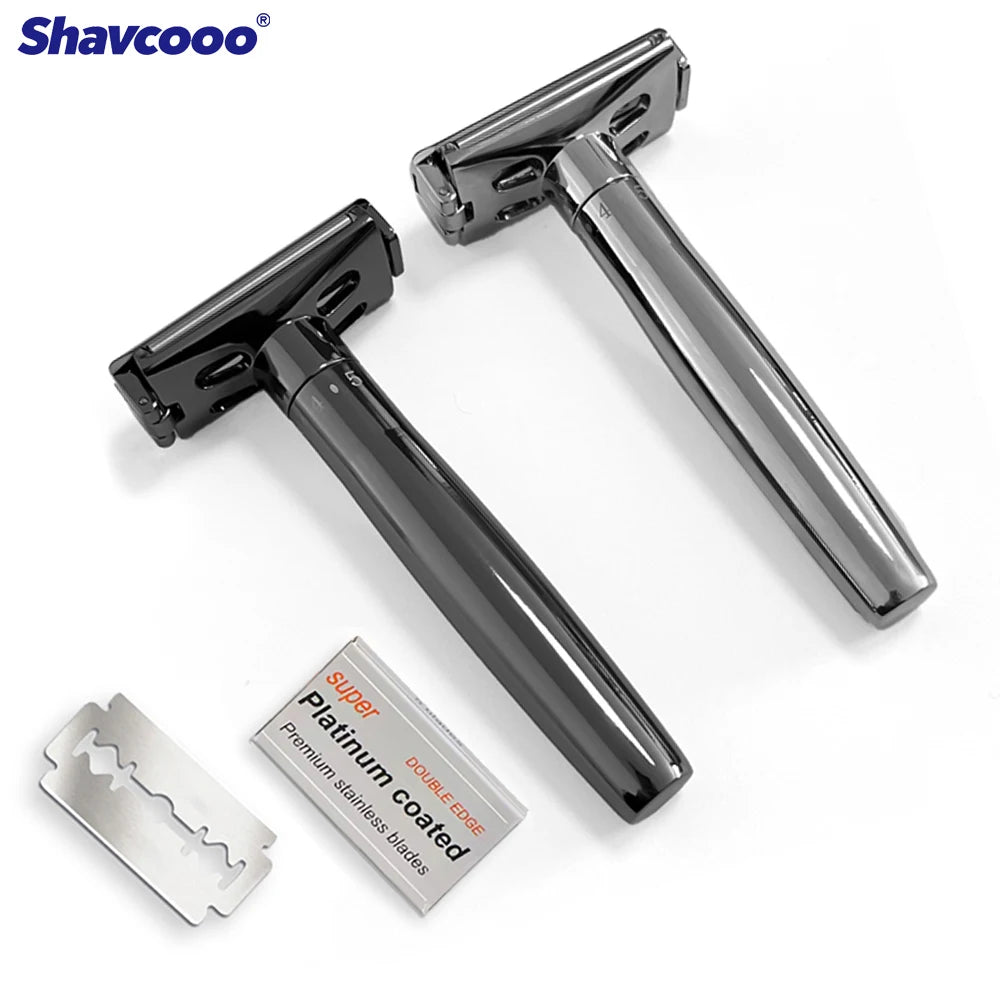 Shavcooo GP200 Glide 2.0 Pro Safety Razor 1-6 Adjustable Roller Shaving Shaver for Men Beard Care with 5 Double-edged Blade