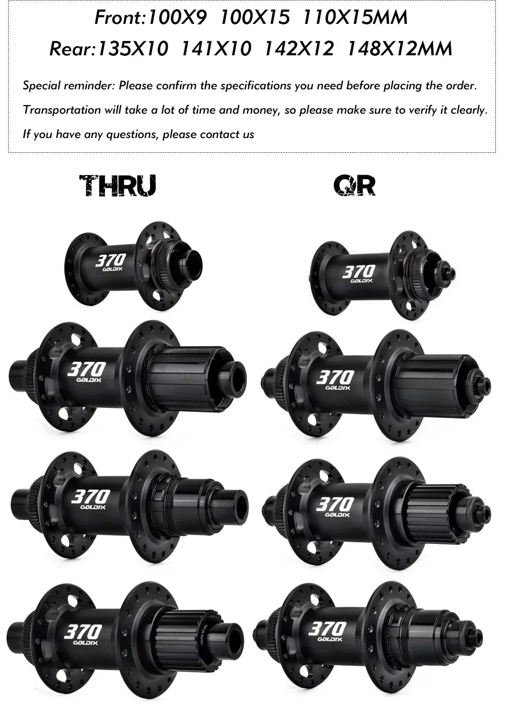GOLDIX 370 32H Bicycle Hub Sealed Bearing Center Lock Disc Brake J-Bend 32 Holes Ratchet 36T BOOST MTB Hub XD / HG / MS
