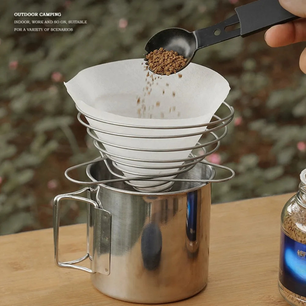 1PC Espresso Coffee Filter Net Foldable Coffee Dripper Filter Cup Holder Drip Coffee Maker Refillable Spring Style Brewer
