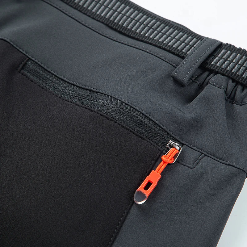 EUMERGX Men Winter Fleece Pants Warm Waterproof Hiking Pants Outdoor Camping Climbing Skiing Soft Shell Windproof Rain Trousers
