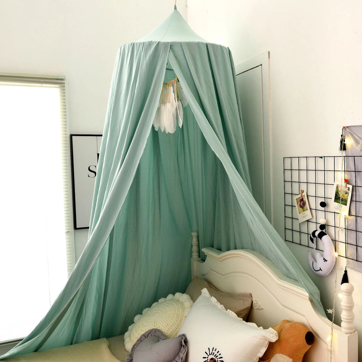 Battilo Kids Bed Mosquito Net Bed Canopy for Boys & Girls Room Bed Curtain for Child Crib Children Tent Hanging Round Play Tent
