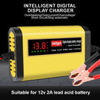 2A 12V Automotive Battery Chargers 3 Stages Intelligent Pulse Repair Car Battery Maintance Storage Cell Charging Device Digital