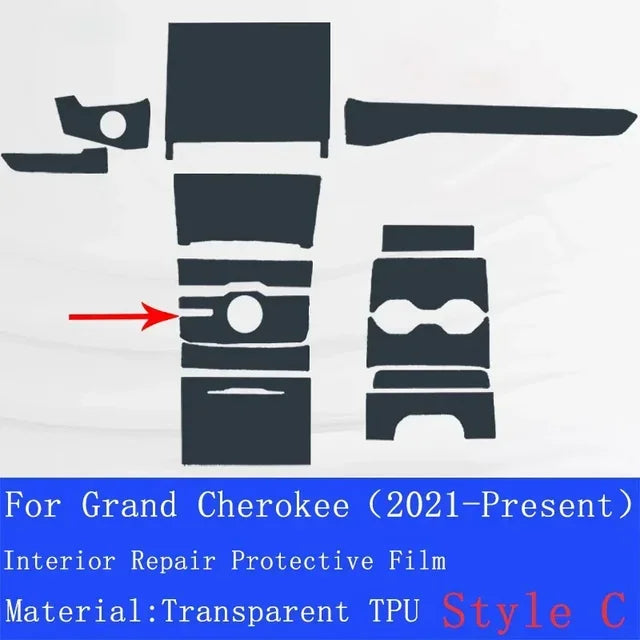 Car Interior Door Center Console Media Dashboard Navigation For Jeep Grand Cherokee 2021-2023 TPU Anti-scratch Protector Film