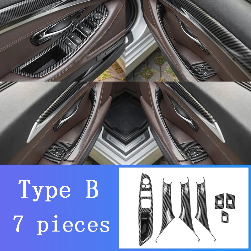 LHD For BMW 5 Series F10 F11 carbon fiber central armrest box cover storage box gear position panel decoration cover auto parts