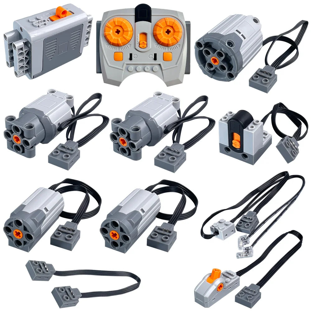 MOS 11PCS Brick Motor Power Function Kit With technic Parts Includes AA Battery Box 2.4g Speed Control Remote Receiver 5x Motors