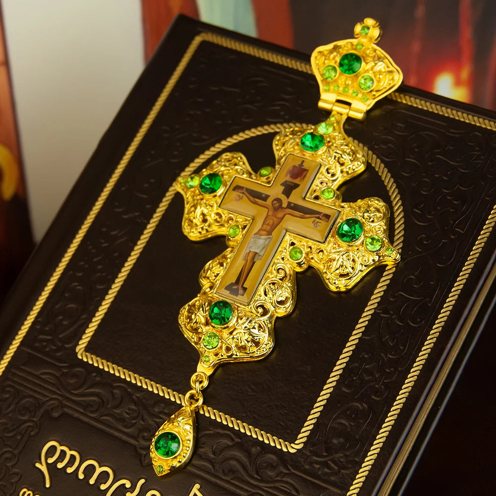 HTISOK Eastern Orthodox Cross Pendant Jesus Pendant Prayer Cross Zinc Alloy Pendant Holiday Gift Cross Mass Ceremony Item Jesus