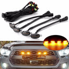 Universal Car Front LED Grille Light Smoked Amber White 12LED Grill Light Eagle Eye Lamp For Off Road Trunk SUV Ford Toyota 12V