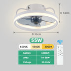 55W Smart Ceiling Fan Fans With Lights Remote Control Bedroom Decor Ventilator Lamp 33cm Air Invisible Blades Silent