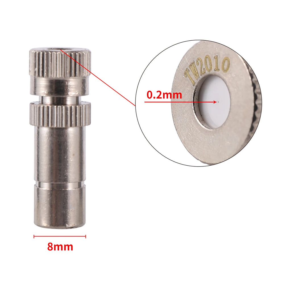 50Pcs Sprayer Nozzle 8mm 0.2~0.6mm Misting Fog Machine Cooling Landscape Dust Removal Disinfection Humidify Water Nebulizer