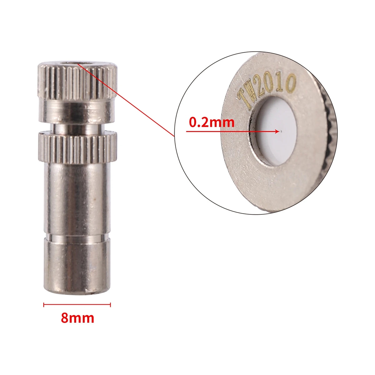 50Pcs Sprayer Nozzle 8mm 0.2~0.6mm Misting Fog Machine Cooling Landscape Dust Removal Disinfection Humidify Water Nebulizer