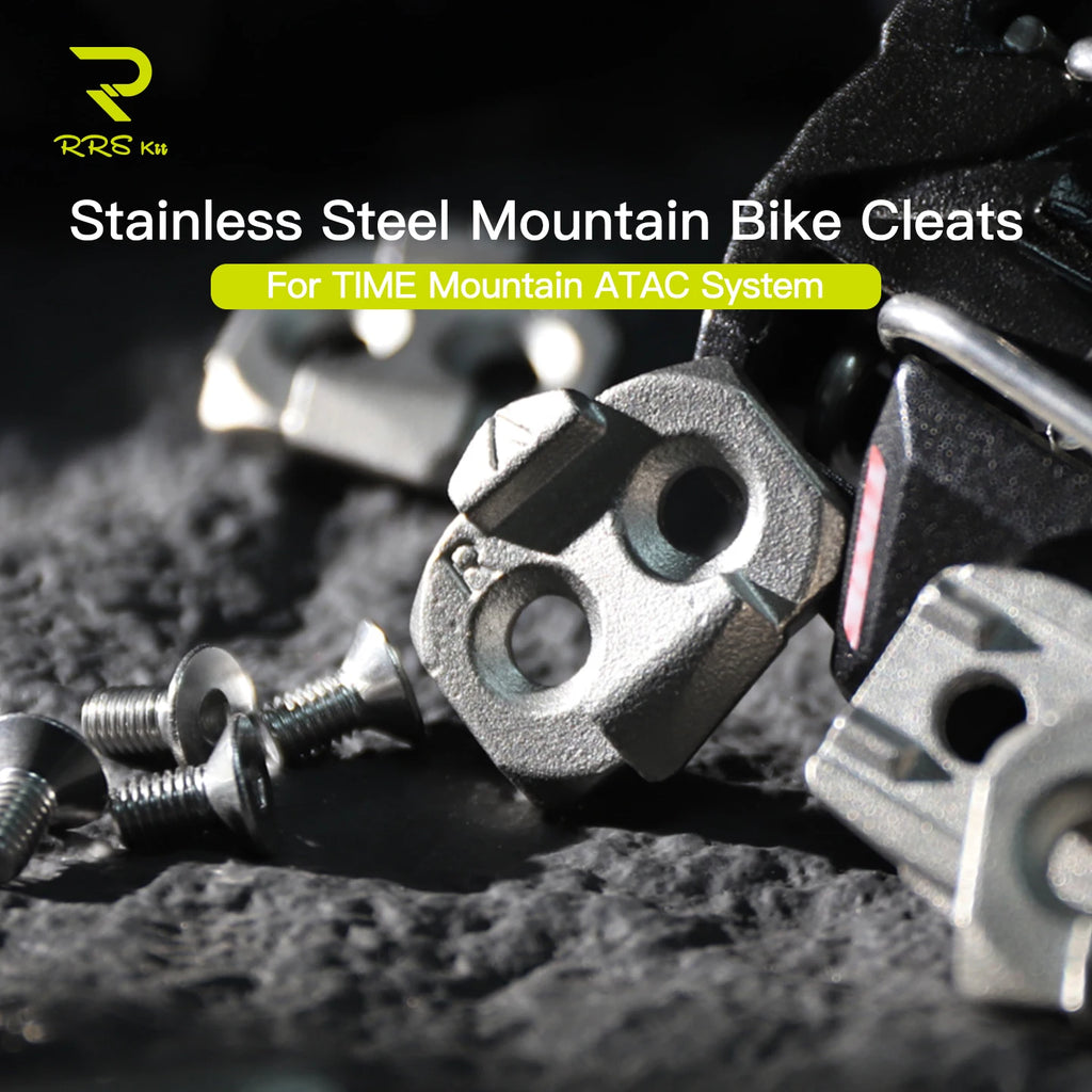 RRSKIT Mountain Bicycle Lock Pads For Time Mountain Bike Self-Locking Pedal ATAC System Stainless Steel Mountain Bike Cleats