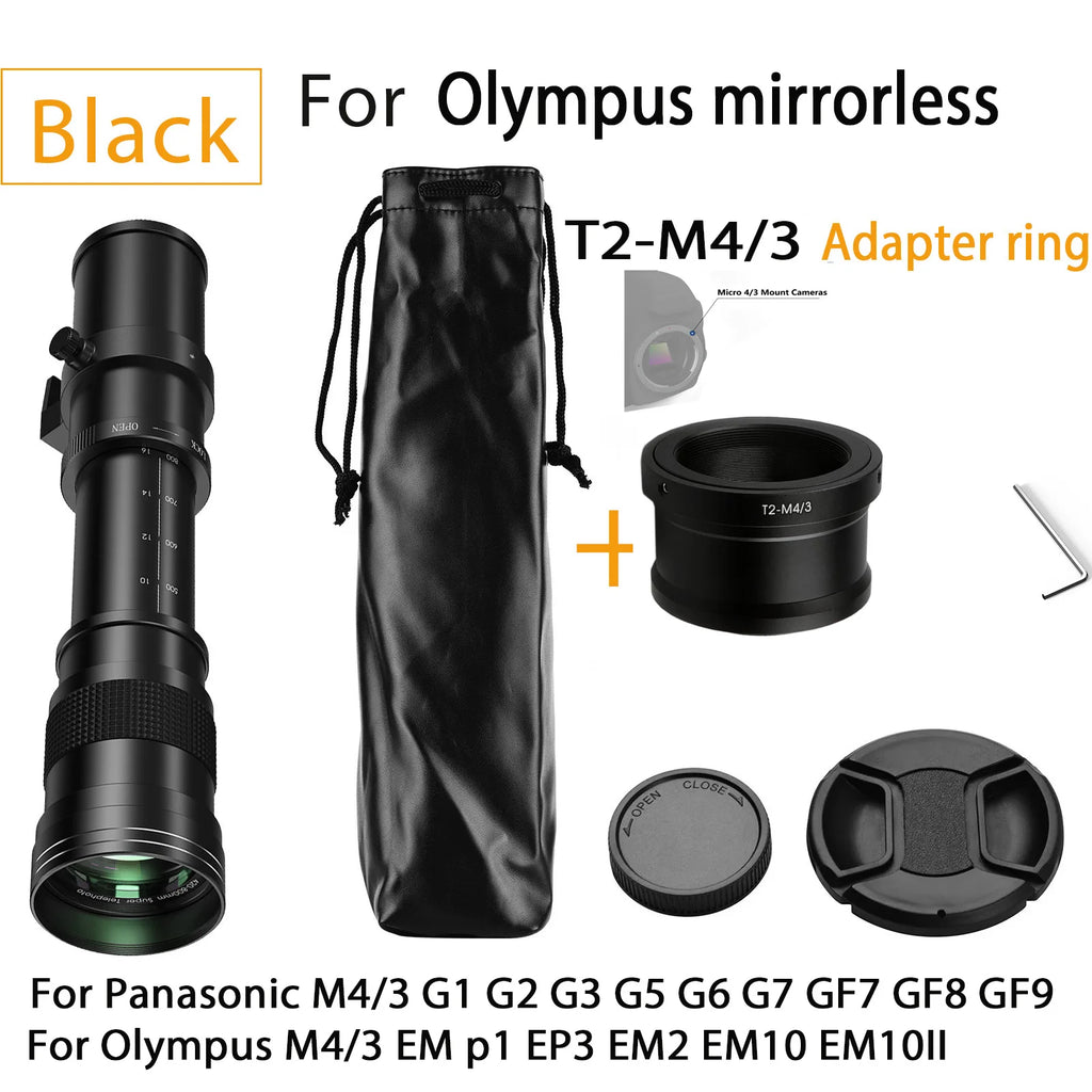 Lightdow 420-800mm f/8.3-f16 Manual Telephoto Zoom Lens for Canon EOS R1 80D T3 T4 T5i T6 Nikon Sony Olympus Pentax DSLR Cameras