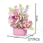 Rose Eternal Flower Basket Potted Plants Mini Particle Building Block,DIY Sunflower Flower Ornament Assembled Toy,For Kids Gifts