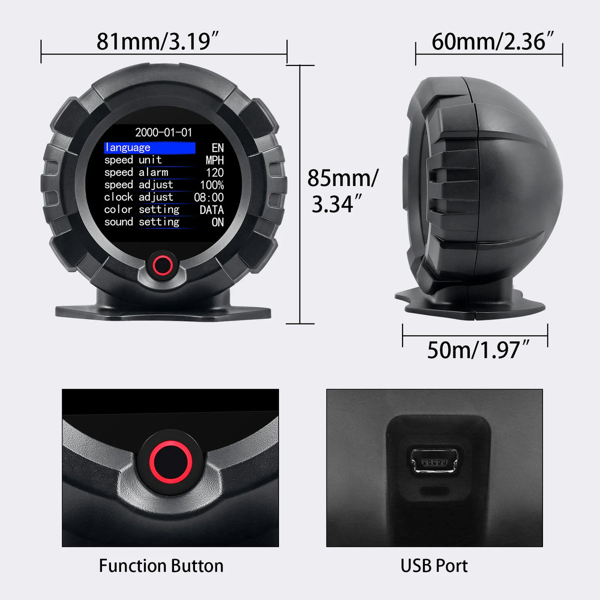 X95 Car GPS Head Up Display Slope Meter Digital Inclinometer Speedometer Off-road Car Pitch Slope Angle Meter Altitude Latitude