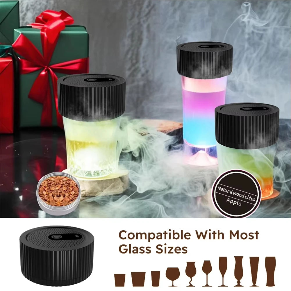 Whiskey Cocktail Smoke Infuser Electric Champagne Smoke Kit With 6 Wood Chips Rechargeable Cocktail Smoker Kit Customized Gift