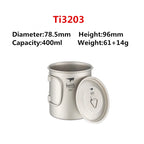 Keith Titanium Cup Titanium Water Mugs Folding Handle Single Wall Cup Outdoor Camping Travel Hiking Cups With Lid 220ml-900ml