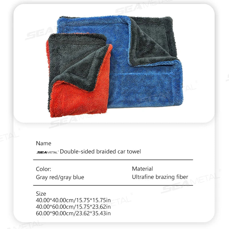 SEAMETAL Heavy-Duty Car Towel 1200GSM Super-Absorption Microfiber Drying Cloth Ultra-Soft Scratch-Free Car Detailing Towel