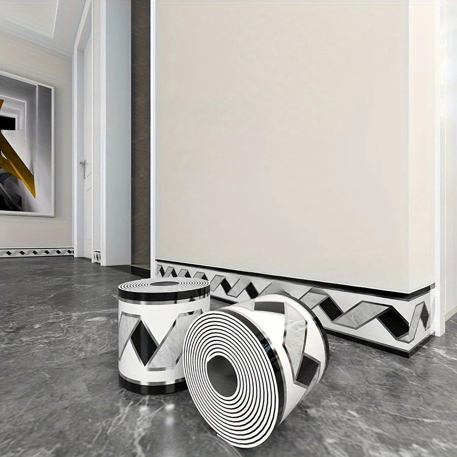 Rolled Self-Stick Baseboard Trim-Anti-Collision Waterproof Wall Waistband Sticker for Living Room Bedroom Home Decor