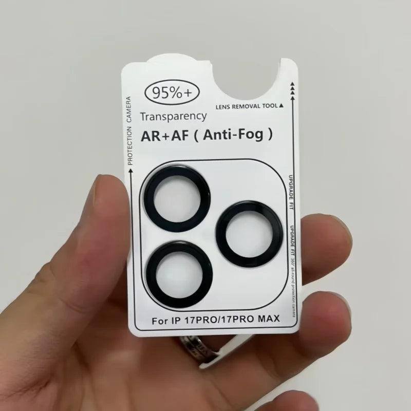 1-3Pcs Removeable AR+AF Camera Lens Ring Glass For IPhone 17 16 Pro Max 17air Metal Lens Protector For 17pro Lens Cover Cap