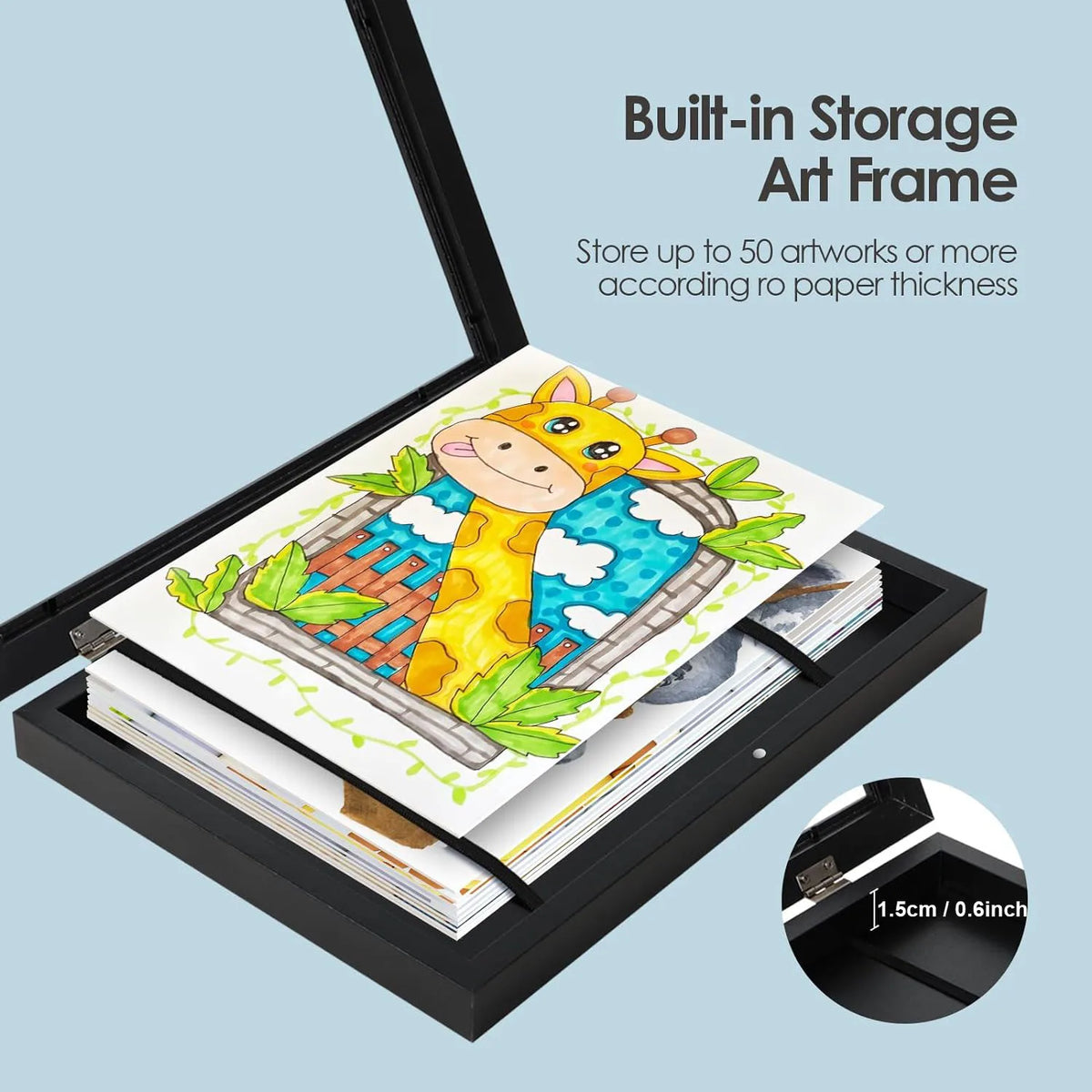 Wood Flap Art Frames Magnetic A4 Photo Frame Framed Picture DIY Children's Exhibition of Paintings Home Decoration Storage Rack