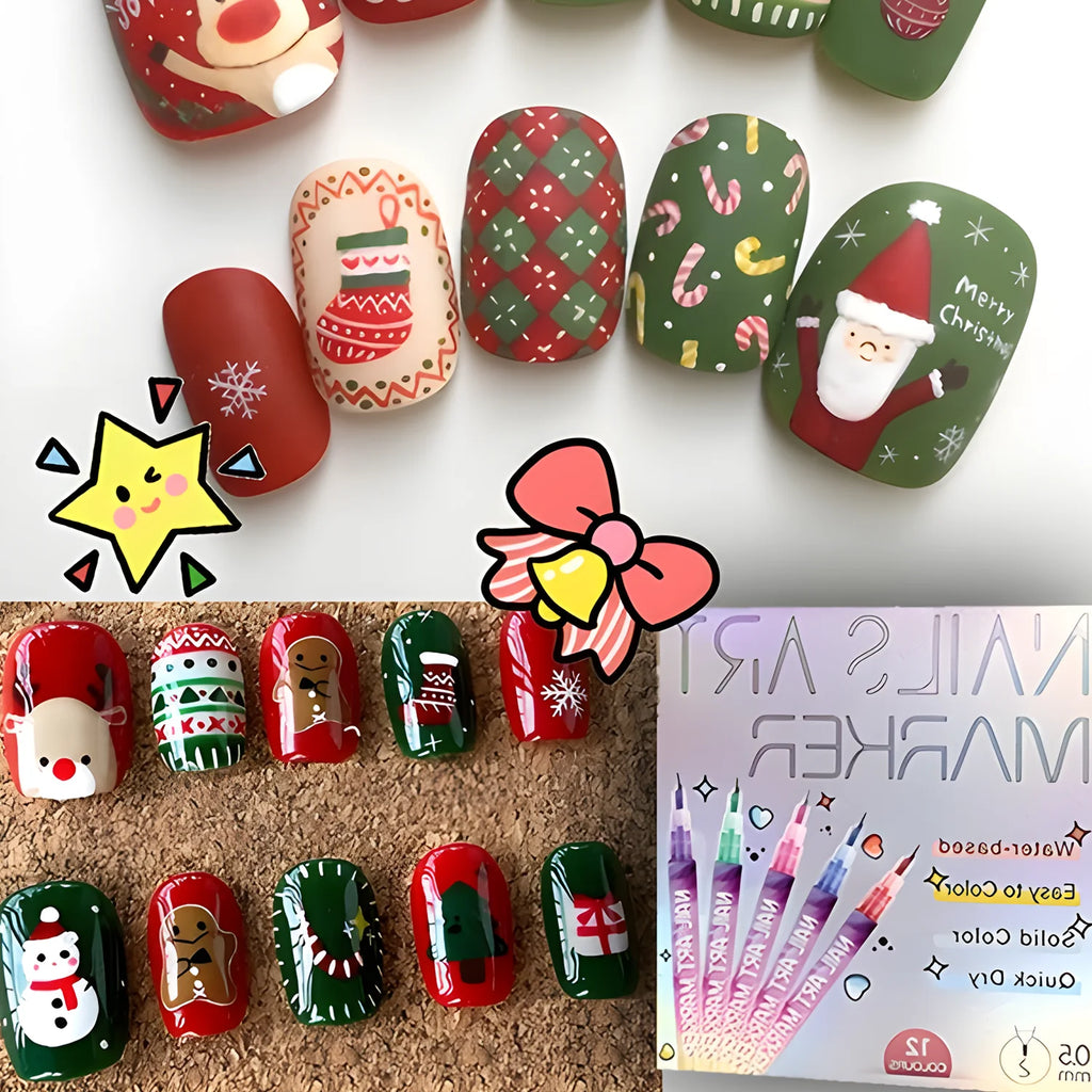 12 Color Nail Art Pens,0.5MM Nail Polish Pens Drawing Painting Point Liner Acrylic Painted Pen Kit, Waterproof and Quick-drying