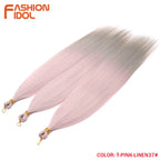 Straight crochet braids hair extensions 3pcs 28in synthetic pony hair bundles ombre silver grey