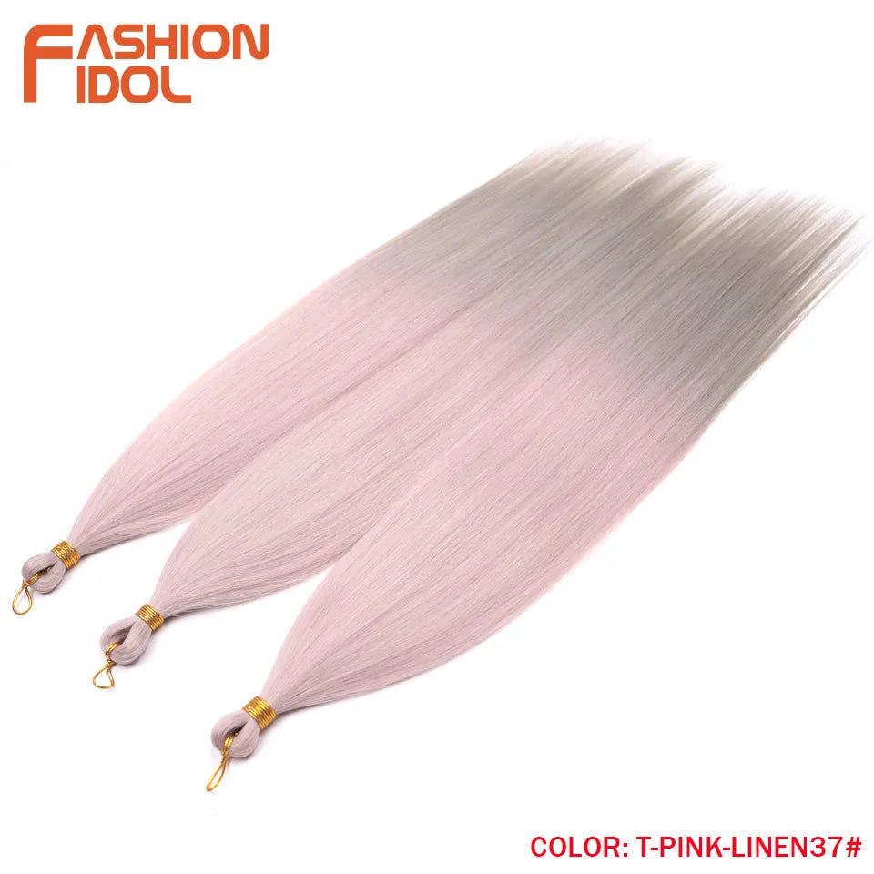 Straight crochet braids hair extensions 3pcs 28in synthetic pony hair bundles ombre silver grey