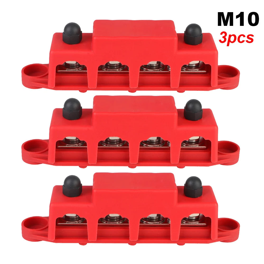 Caravan RV Power Distribution Block 4 Ways 48V 250A DC Bus Bar Electro Junction For Boat Truck Car Accessories M8 M10 Studs